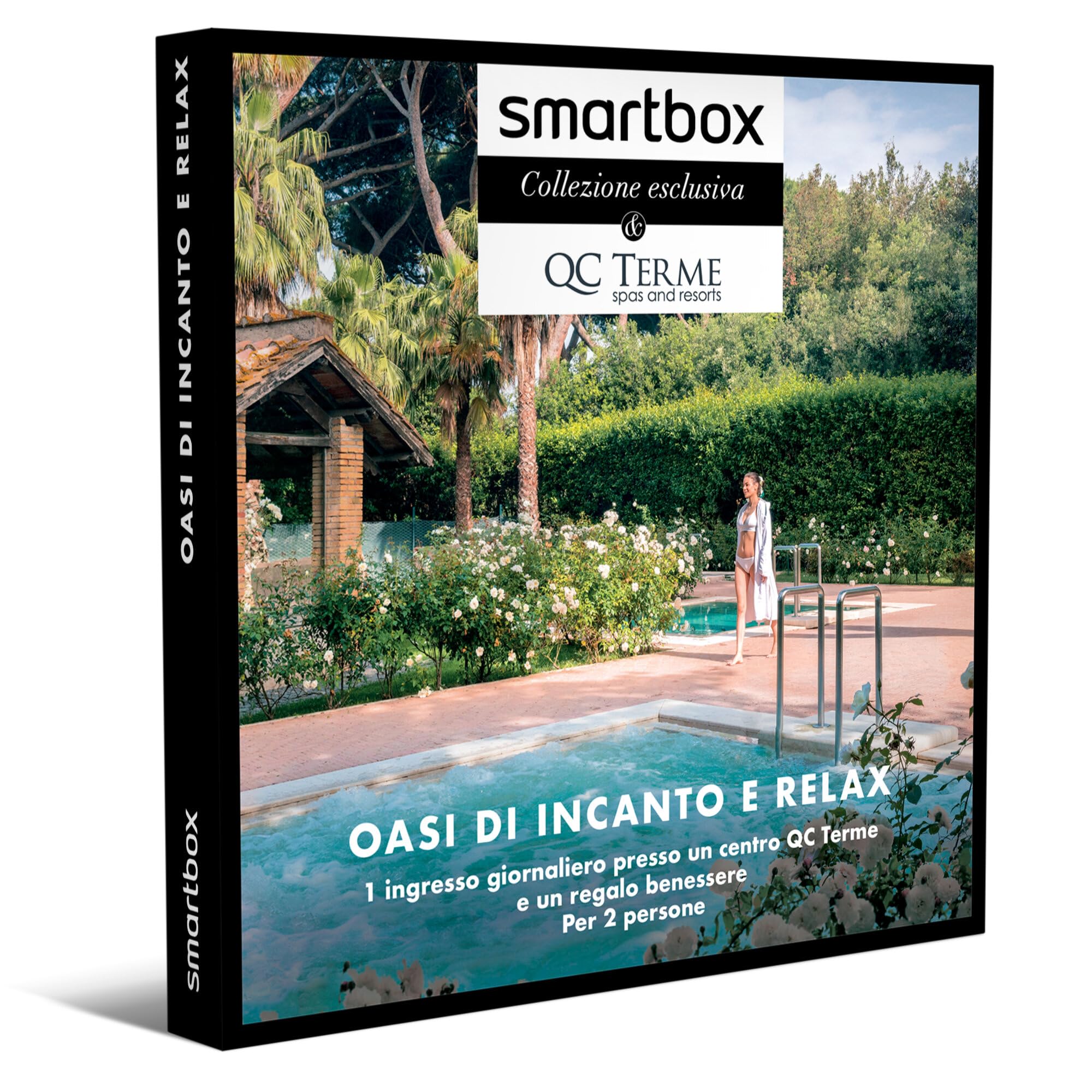 Smartbox - Cofanetto Regalo per Uomo o Donna - Oasi di incanto e Relax - Idee Regalo Originale - 1 Ingresso Giornaliero Presso Un Centro QC Terme e Un Regalo Benessere per 2 Persone