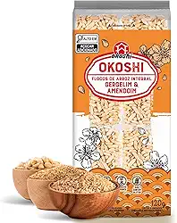OKOSHI - Okoshi Integral com Gergelim e Amendoim - Snacks Saudáveis, Lanches Fit para a Dieta - Vegano, Sem Glúten, Sem Lactose, Sem Gordura Trans, Kosher - 8 Barrinhas - 200g