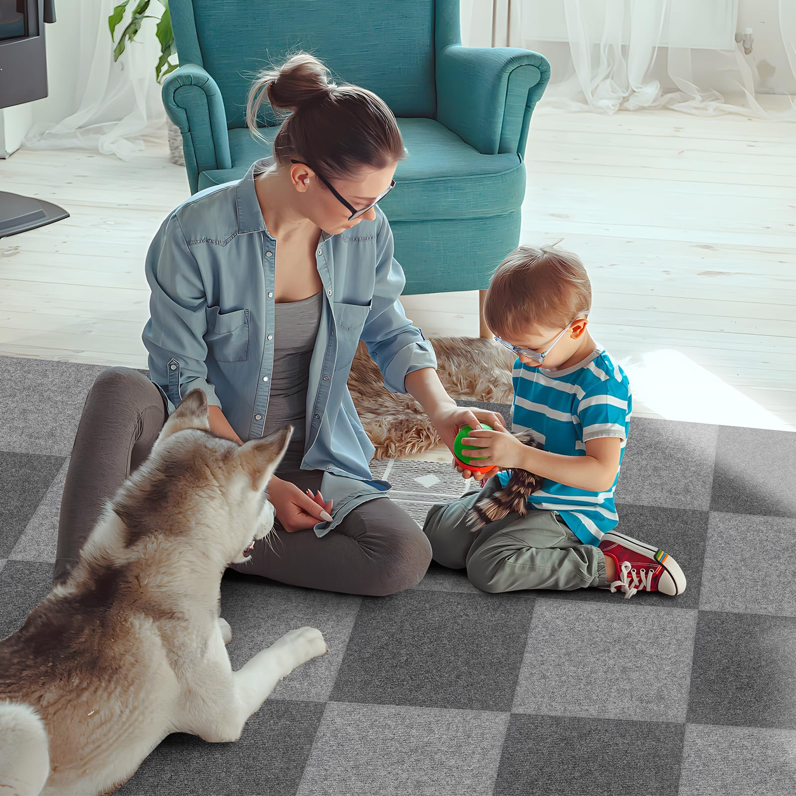20 azulejos de alfombra para despegar y pegar de 12 x 12 pulgadas, antideslizantes, autoadhesivos, cuadrados, reutilizables, impermeables, para sala de estar y dormitorio