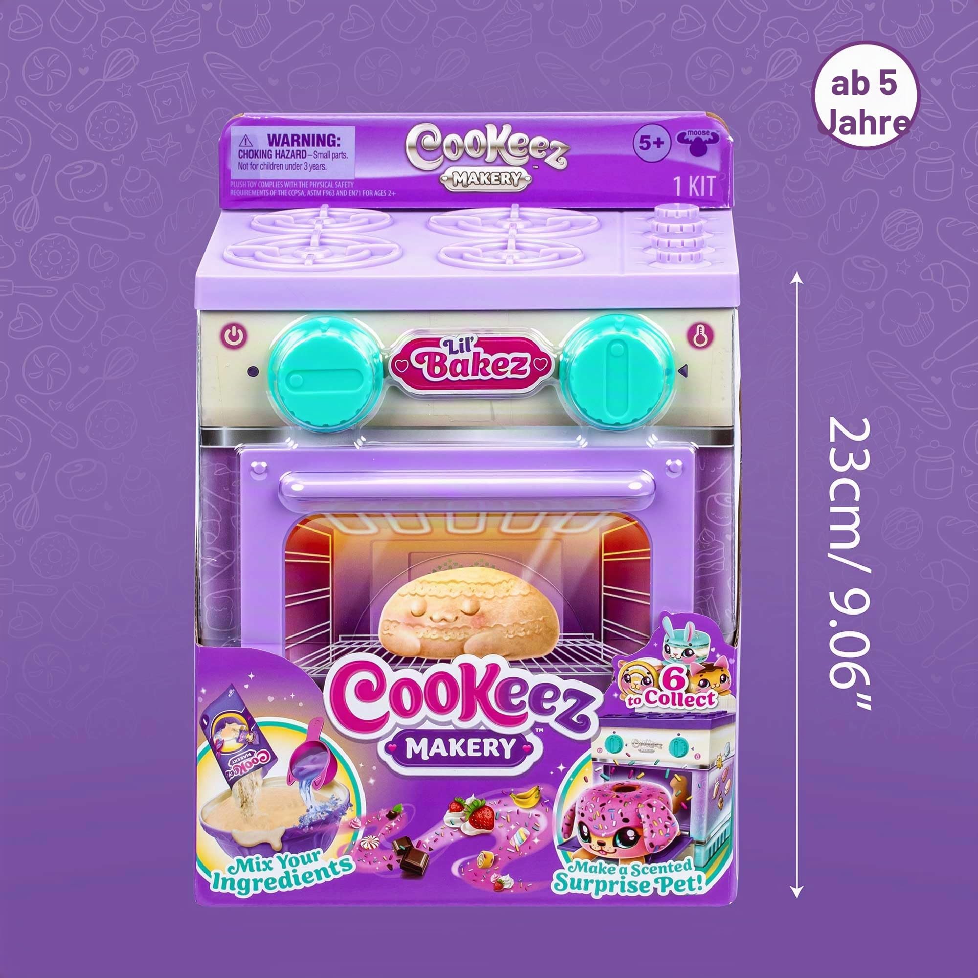 Cookeez Makery Mini Oven Playset, interaktives Kinderspielzeug, Zutaten für die Herstellung Ihres Plüschtiers, hat süße Geräusche und Geruch, Kinder ab 5 Jahren, zufälliges Modell, Berühmt (CKE06000)