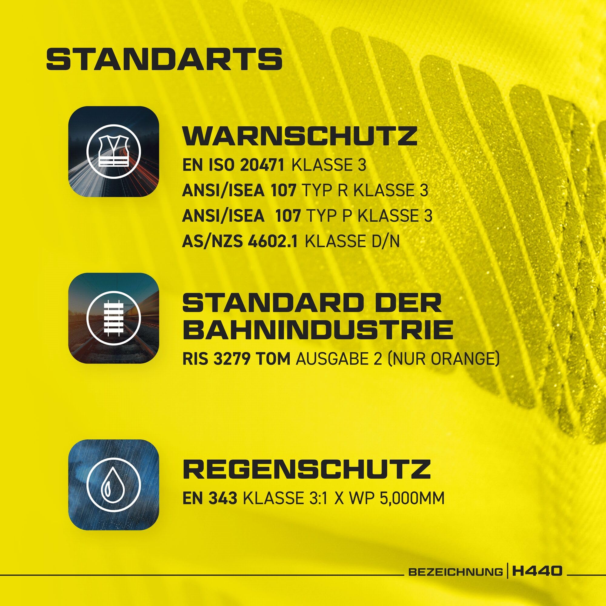 Portwest H440 Herren Leichte Wasserdichte Hi-Vis Regenjacke Gelb, XL