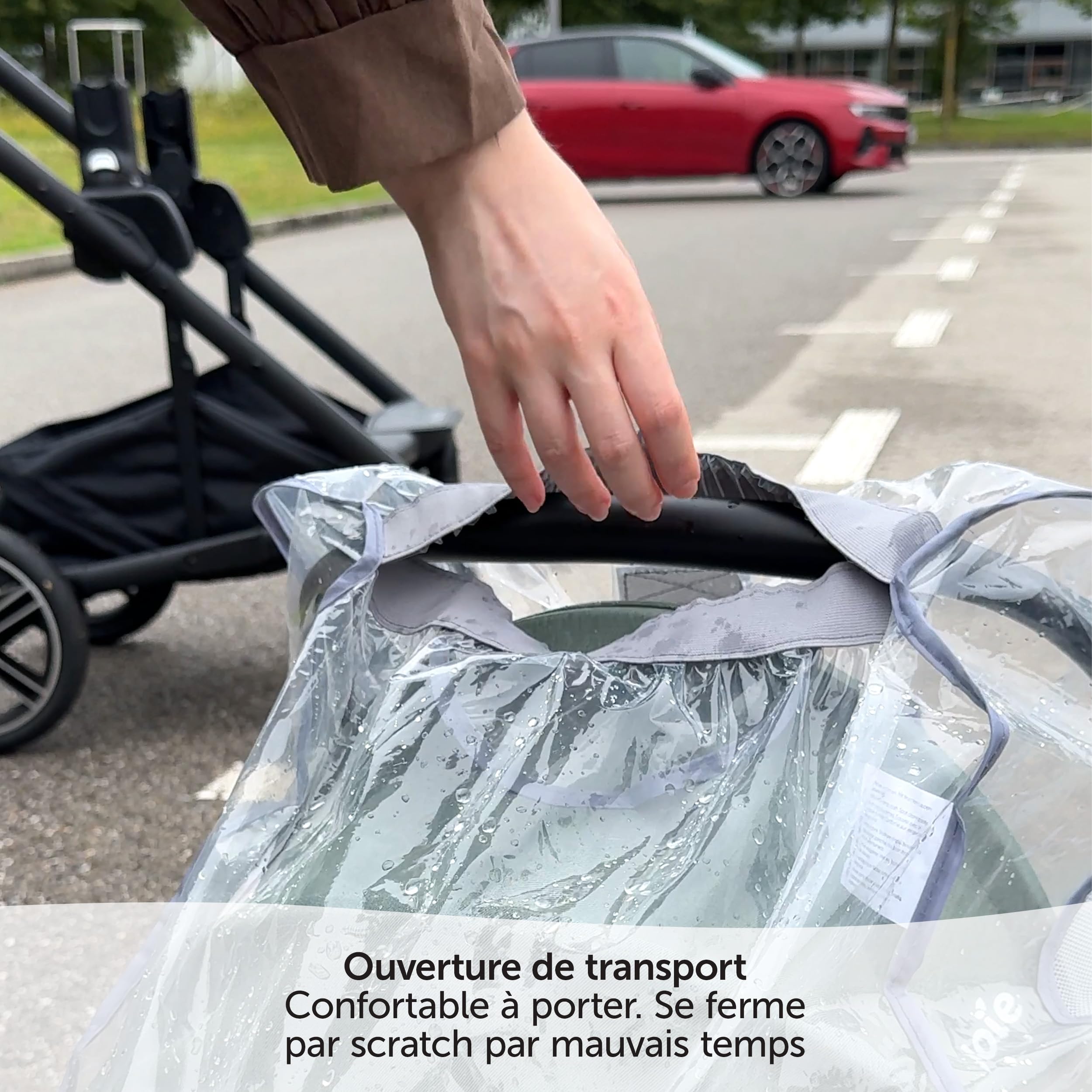 Zamboo Habillage Pluie Cosy Universel, Compatible avec Cybex, Maxi-Cosi, Siege Auto Bebe, Fenêtre, Filets Aération, Fente Poignée Transport, Sans PVC
