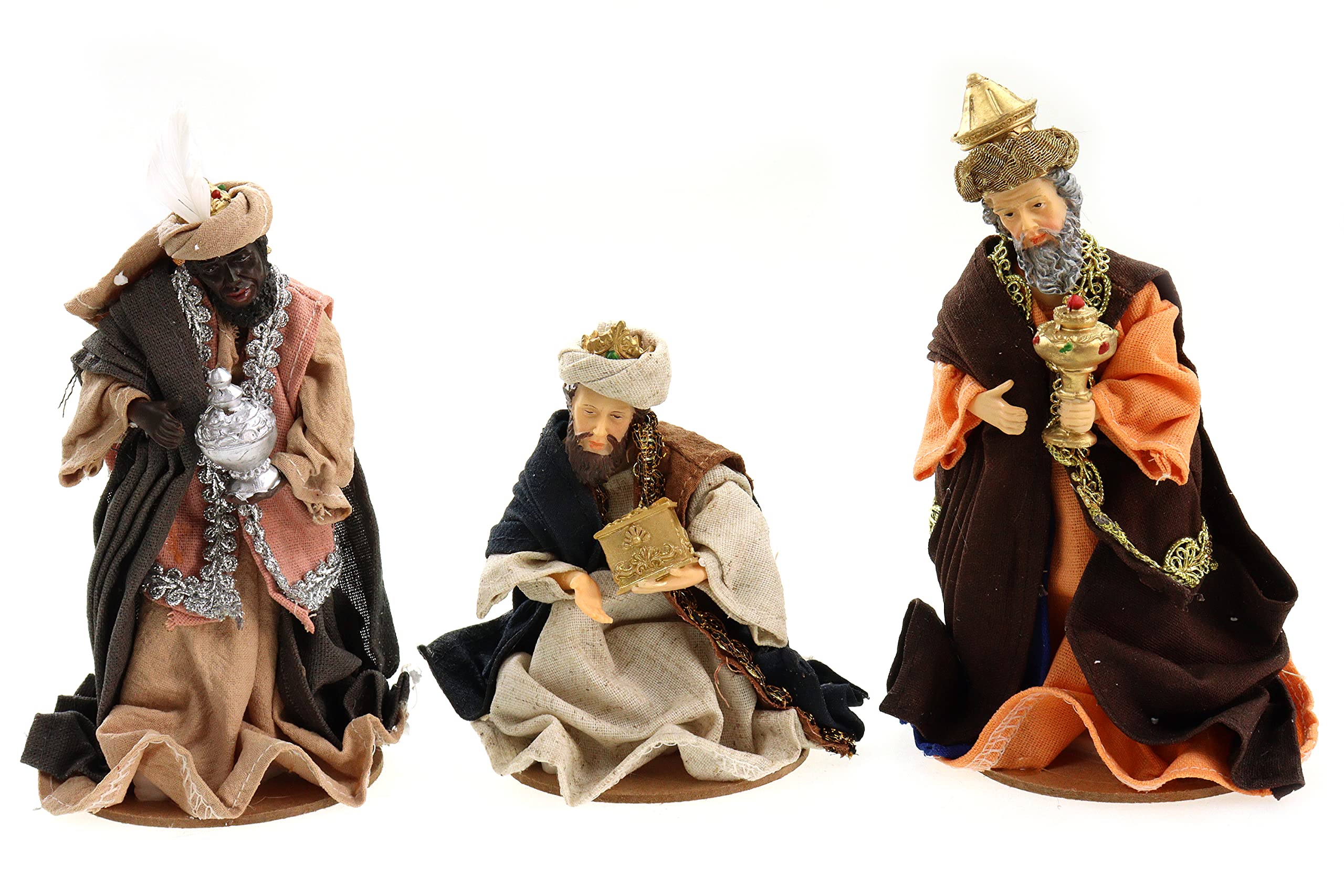 ELLUG Krippenfiguren Set 13tlg mit Kleidern, Heilige Familie, Heilige 3 Könige, Engel & Hirten H.: 17cm Weihnachtskrippe Figuren Krippenzubehör Weihnachtsdeko
