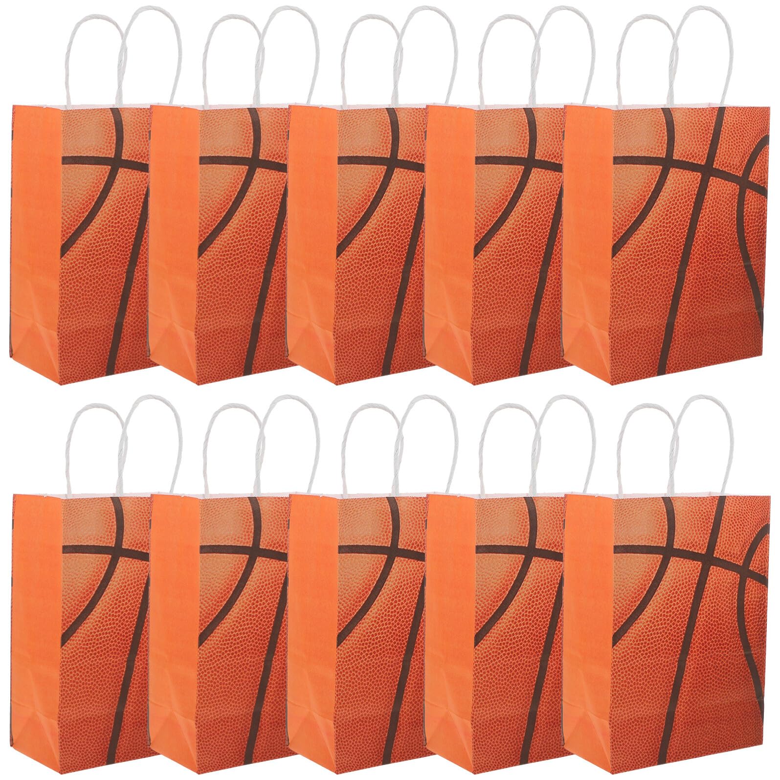 YARNOW 24 Sacchetti Regalo Compleanno Tema Basket in Carta Kraft Grande Capacità Borse Riutilizzabili per Bomboniere Sportive Decorazioni per Feste di Compleanno e Attività Sportive