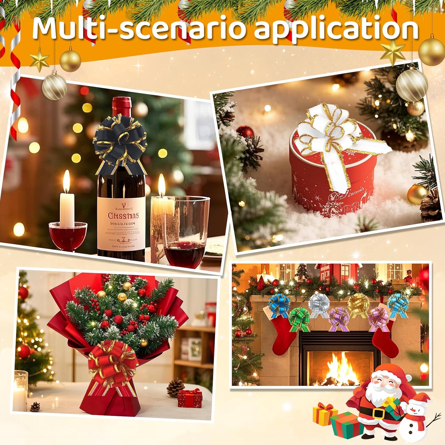 24 pcs Gift Bow Ribbon Gold Rim Pull Bows for Gift Baskets Warpping Christmas Party Bright Mix Colors Organza Warp Bows Boxes Flower Valentine's Day(Mixed Colors-D, 6 Inch) - Image 7