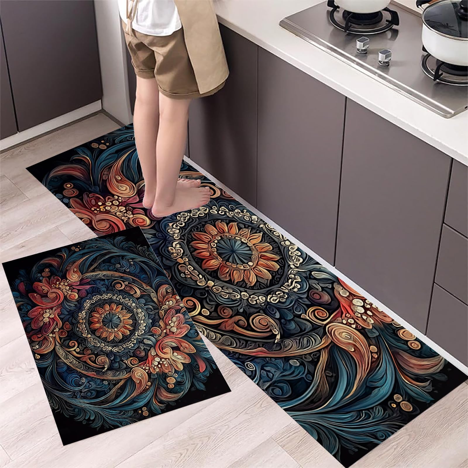 Tapis de cuisine et couloir à motifs mandalas pour sublimer votre salle à manger