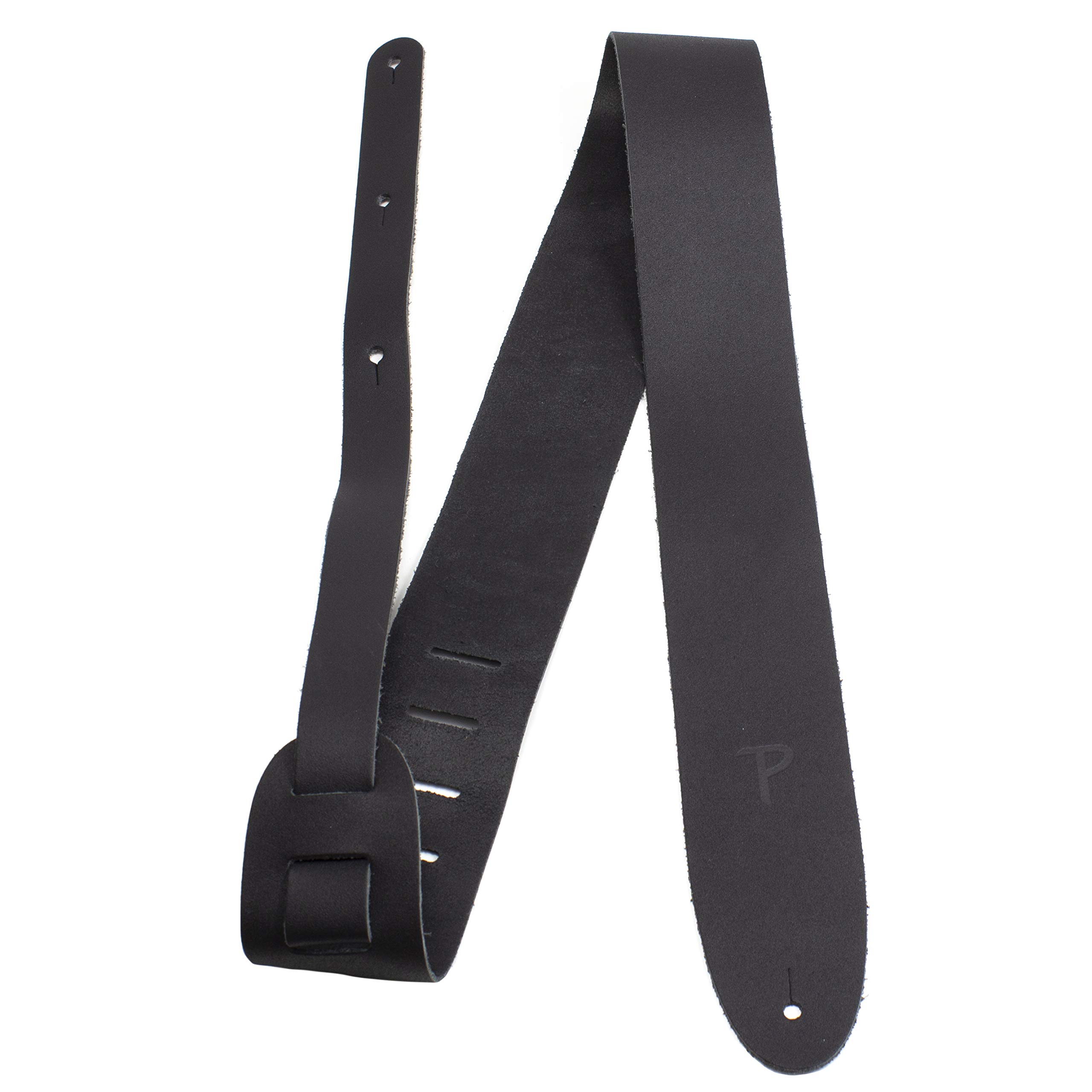 Sangle De Guitare En Cuir Basique Noir - 6 Cm, Ajustable - Fabriqué Au Canada - Pour Acoustique, Basse, électrique
