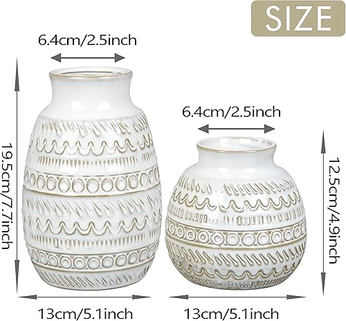 Miniatura 7 de TERESA'S COLLECTIONS Jarrón rústico de cerámica para decoración del hogar, jarrones decorativos de granja para chimenea, mesa, decoración de sala de