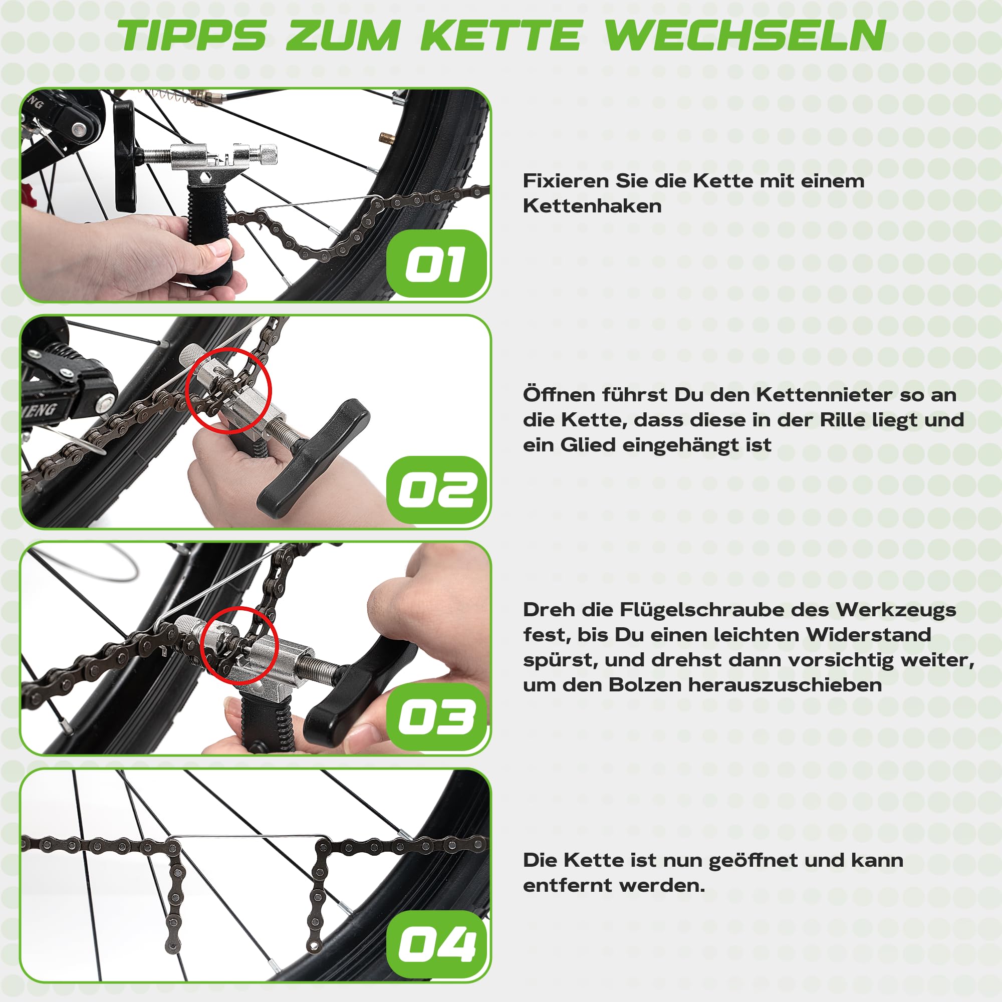 kinderfahrrad kette wechseln Ventvinal Fahrrad Werkzeug,Fahrradkette Reparatur Set 2.0 mit Kettennieter Fahrrad und kettenschloss zange,kettenlehre Fahrrad,4 Paar Fahrradketten Nieten für 6-12 Fach Fahrradkette Werkzeug Sport & Freizeit migration_deuter_1 Farbe:Kein Logo Schwarz Matt Sells Claw Aqua Fit