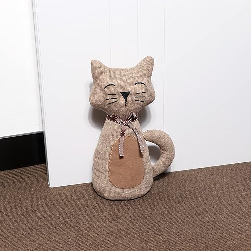 Miniatura 5 de SANFERGE Bonito tapón decorativo de puerta para el hogar y la oficina protectores de pared pesados con peso de animales de tela perro rojo a cuadros