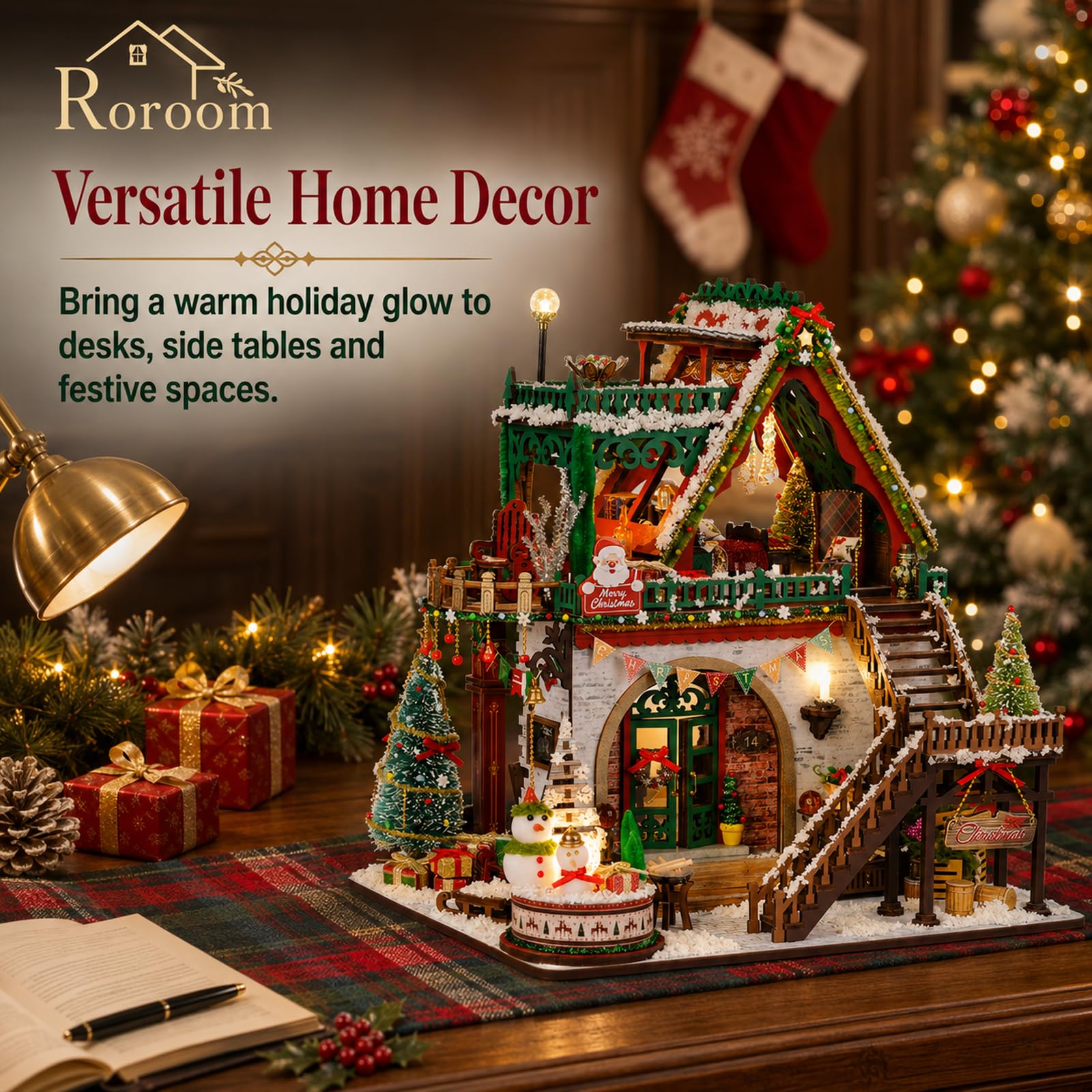 Roroom Kit fai da te in miniatura, kit per casa delle bambole innevata di