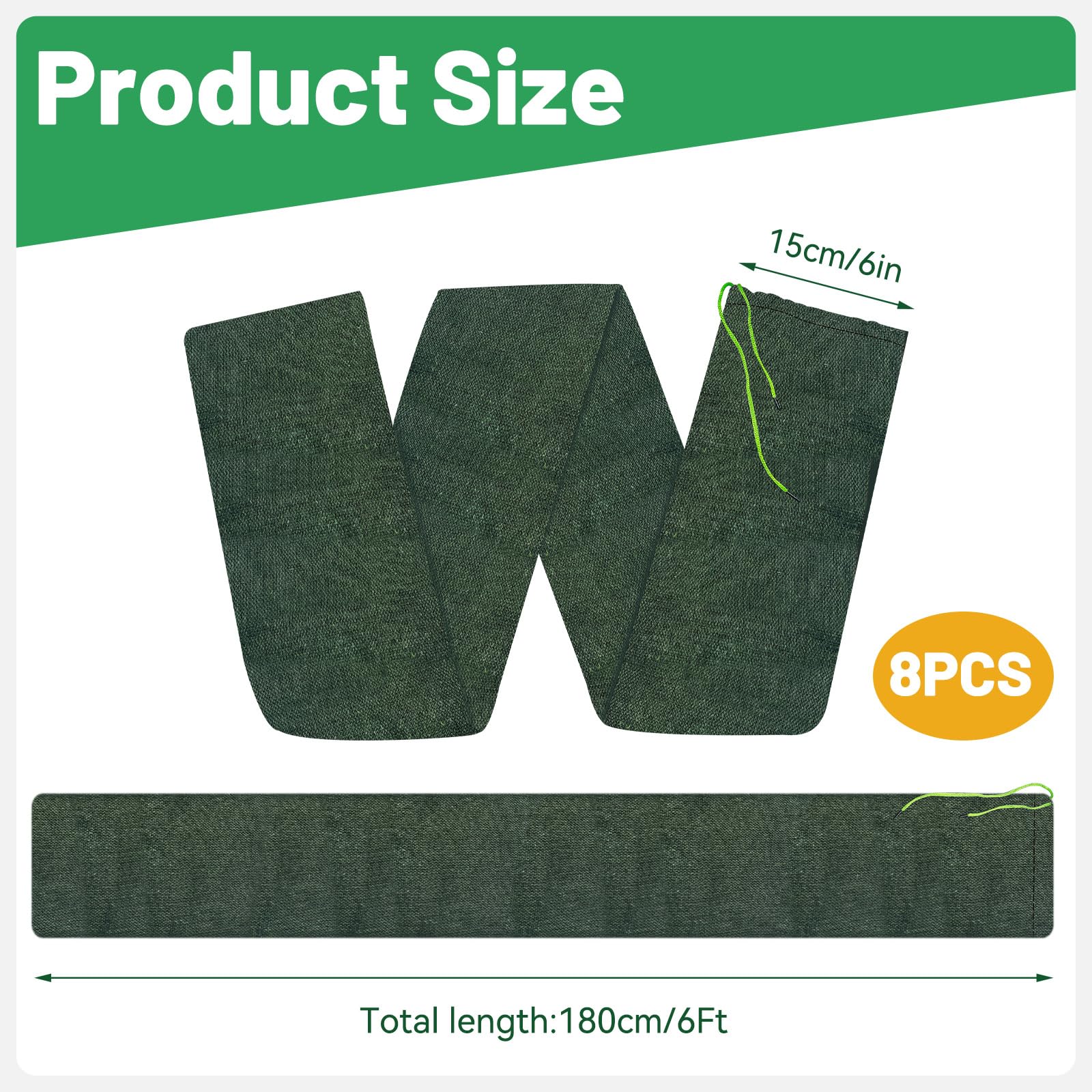 8PCS 6in×6Ft Thickened Canvas Sand Bags for Flooding, Large Capacity, Reusable Sandbag Tubes with Drawstring - Image 2