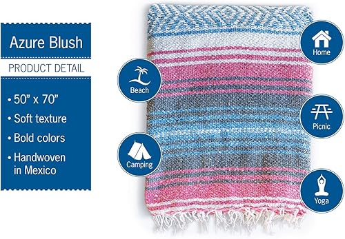 Miniatura 3 de Cobija mexicana diseño auténtico Falso serape de acrílico de tejido suave y grueso para yoga o como mantel de playa picnic campamentos viaje