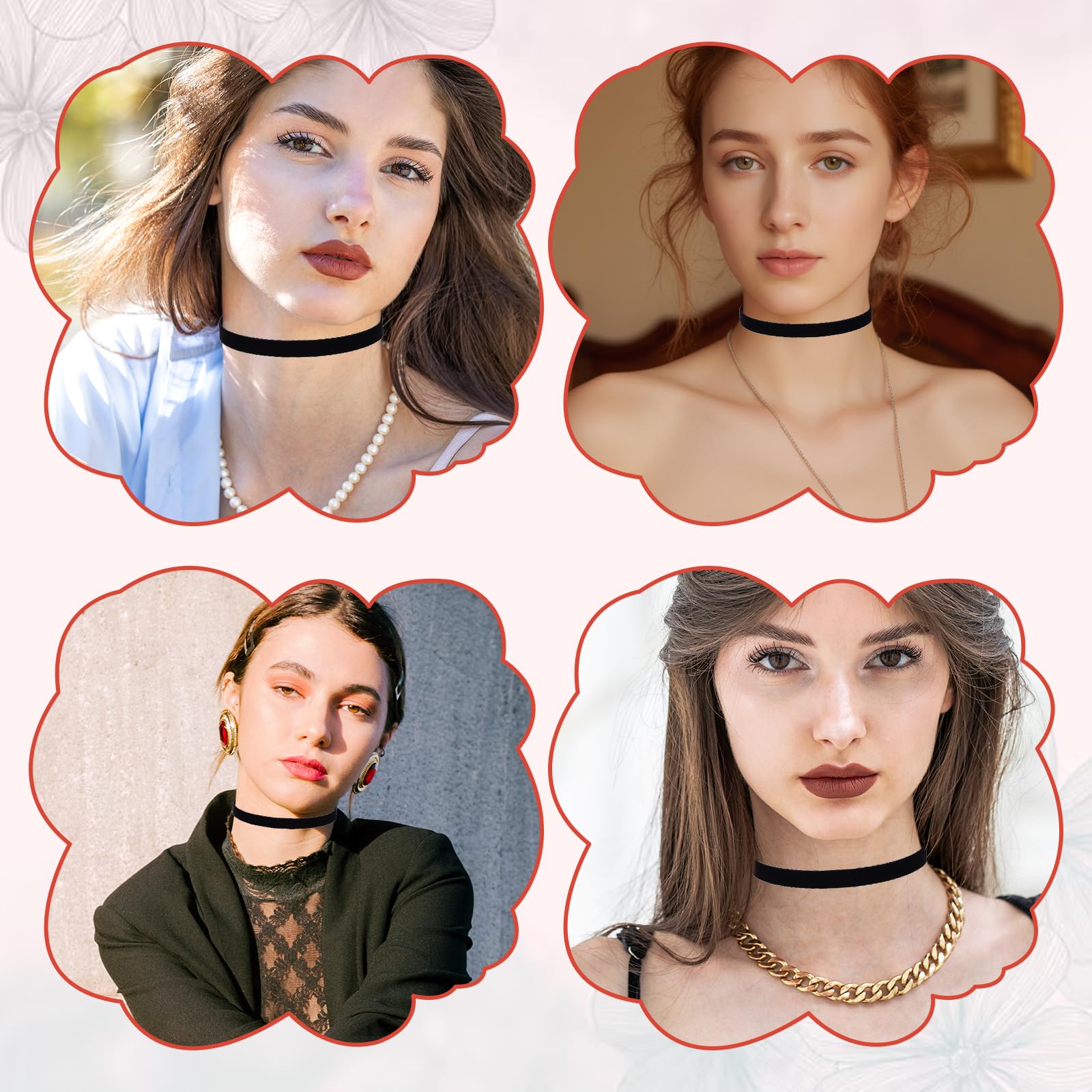Cobee 5 sztuk czarnych naszyjników typu choker, czarny pasek, naszyjnik dla kobiet i dziewcząt, do tańca, na Halloween, urodziny, imprezę, cosplay
