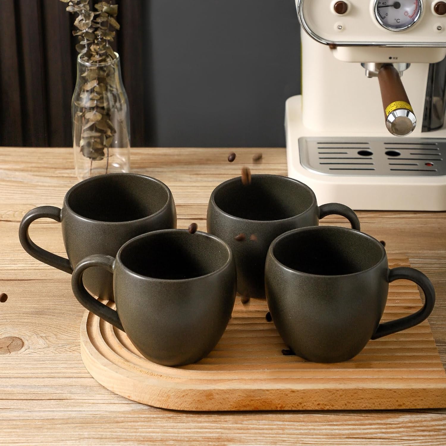Coffee Mugs Set of 4, Stoneware 16 Oz Coffee Mugs for Cappuccino Latte Cocoa and Tea, Ceramic Coffee Cups with Handle,Black Mugs for Housewarming Gifts, Microwave and Dishwasher Safe - Image 5