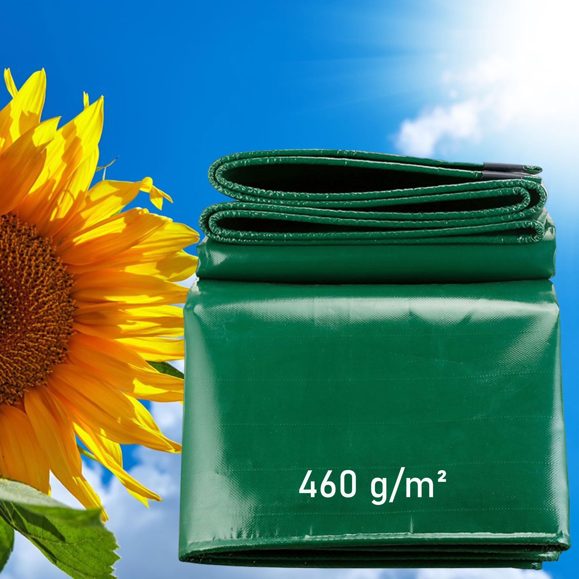 Telone in PVC resistente, 460 g/m², 2 x 6 m, impermeabile, resistente ai raggi UV, resistente agli strappi, ideale per legna da ardere, barca, camion, colore verde