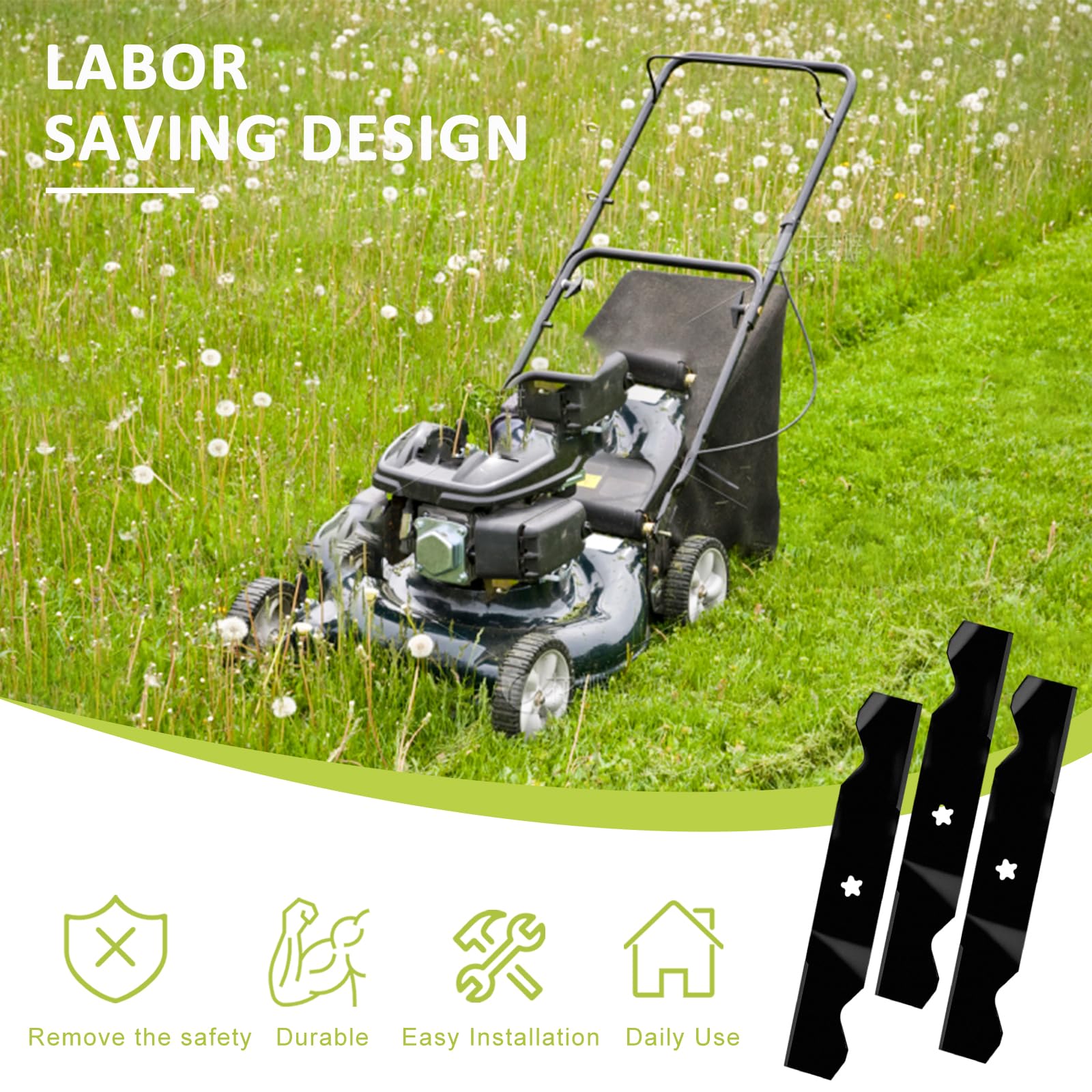 Cuchillas para cortacésped Z254 de 54 pulgadas compatibles con Husqvarna Z254F 187256 532187256 YTH2454 LGT2554 compatible con Craftsman Poulan Repuesto pieza OEM: 187256, 187254, 532187256
