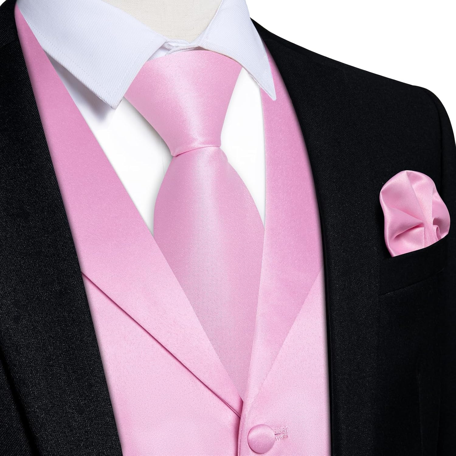 DiBanGu Formal Suit Vest Tie Set for Men Classic Solid Notch Lapel Dress Waistcoat Satin Vest Bowtie for Wedding Party