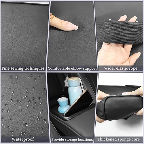 Miniatura 3 de QianBao Reposabrazos para consola central de automóvil, cojín de refuerzo con soporte para tazas, almacenamiento de teléfono móvil, reposabrazos