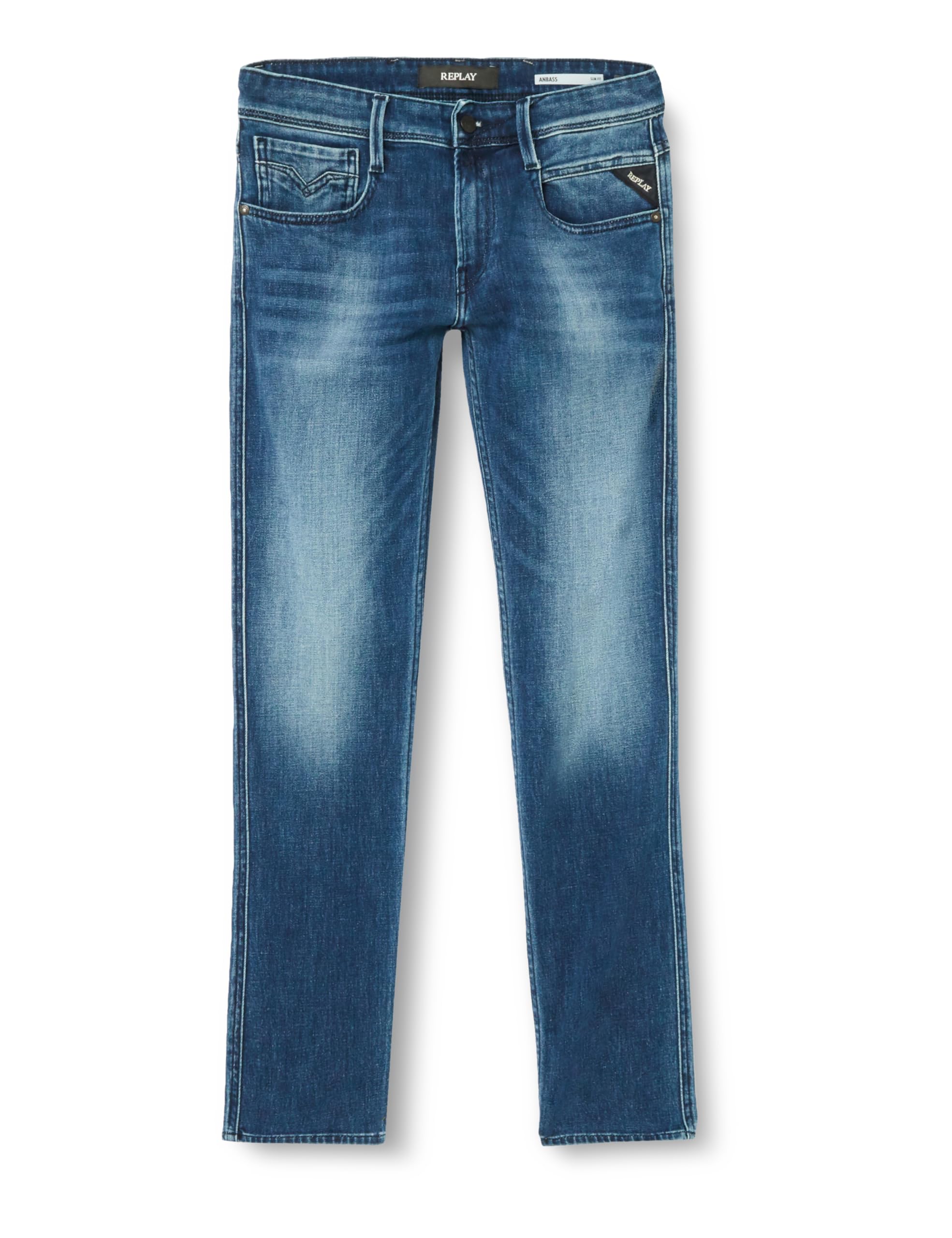 Replay Herren Jeans Anbass Slim-Fit Bio, Medium Blue 009-1 (Blau), 30W / 36L