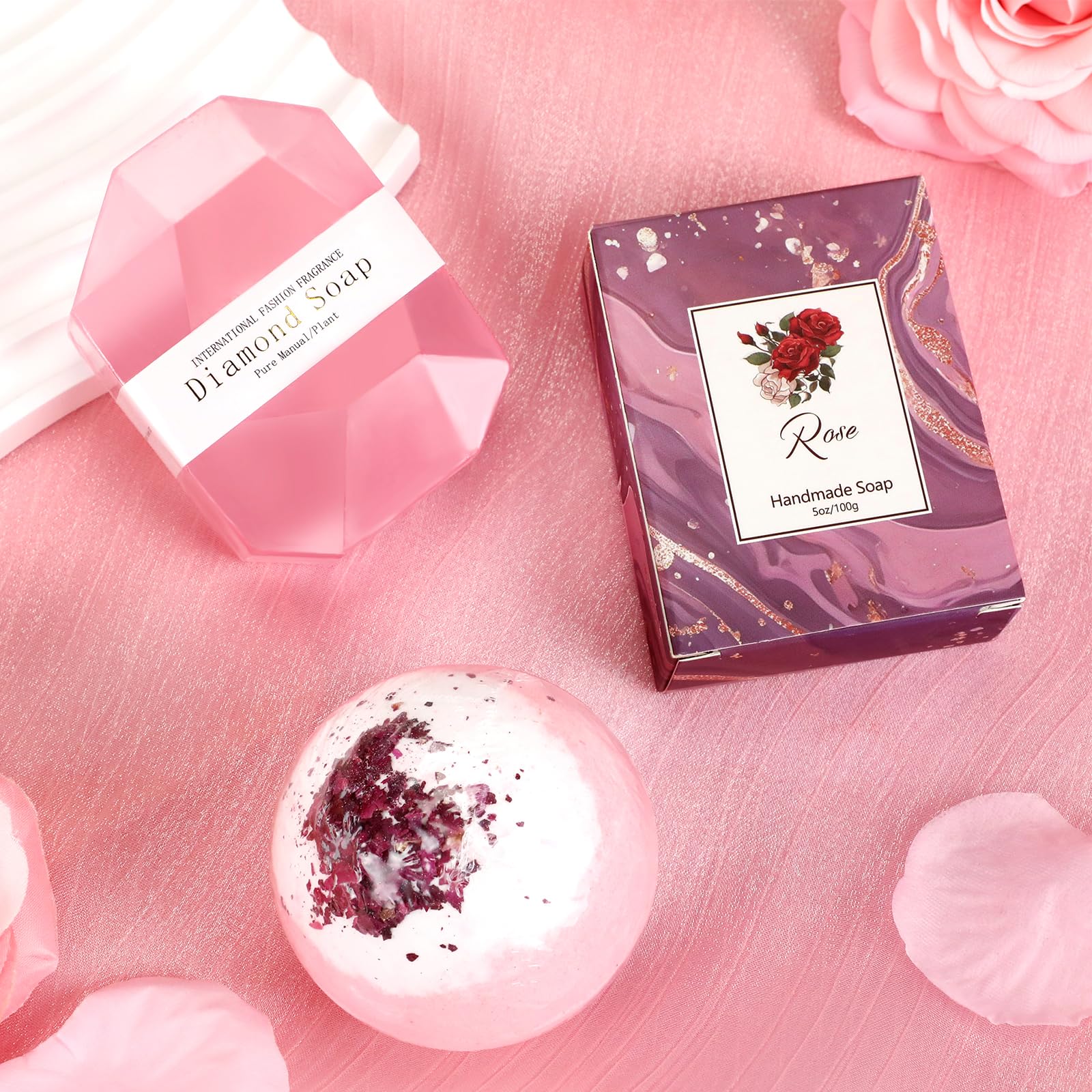 Birthday Gifts for Women, 12 PCS Unique Relaxing Spa Self Care Box Get Well Soon Gifts Baskets, Mothers Day Gifts for Mom, Wife, Girlfriend, Friends, Her Fantasy Box (): Pink