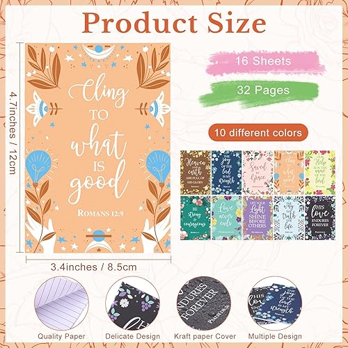 Miniatura 2 de 80 piezas de diarios inspiradores y mini llavero de la Biblia, mini suministros de estudio bíblico cristiano, cuaderno de la Biblia, regalo