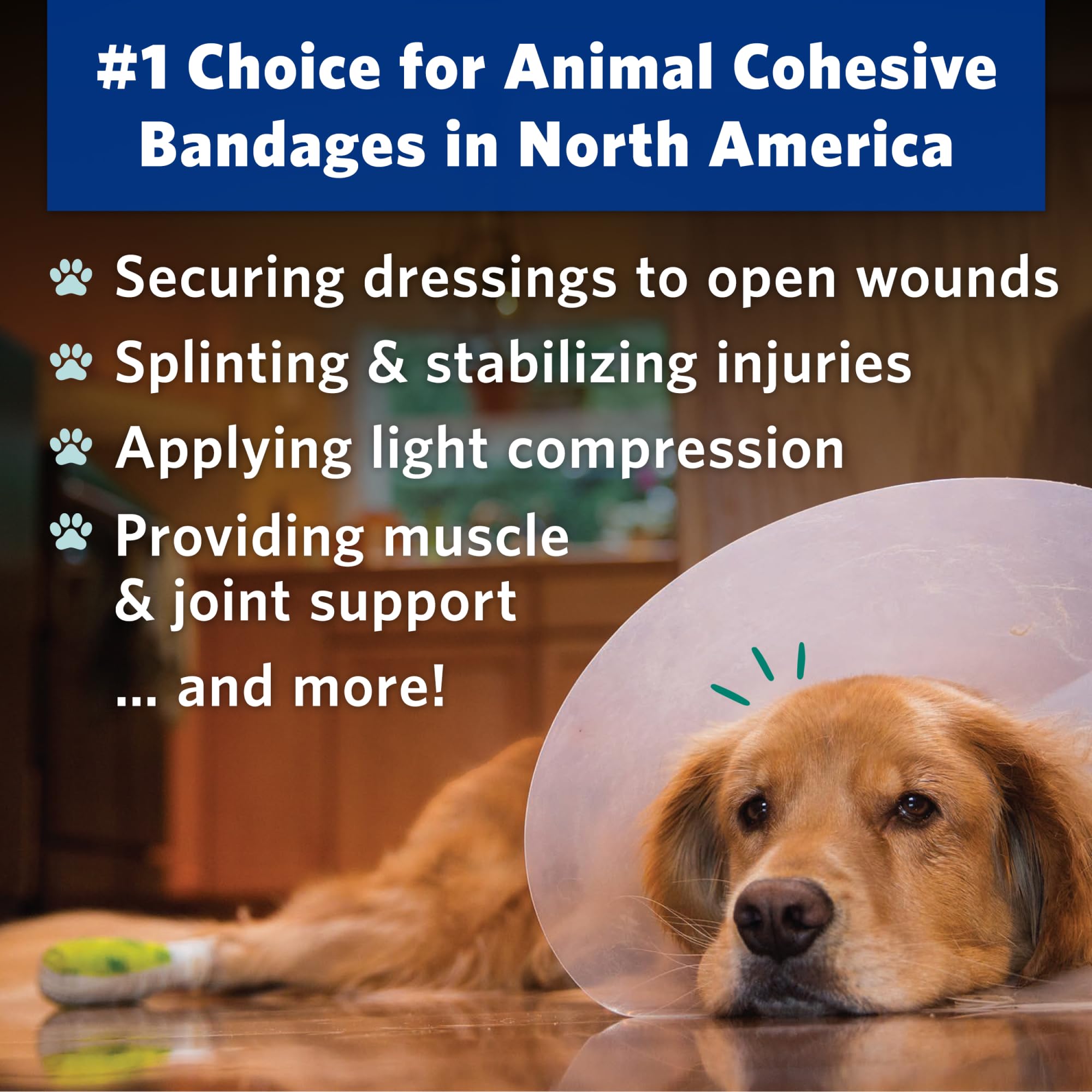 OVIK Health PetFlex No Chew - Vendaje elástico flexible autoadherente para el cuidado de heridas - Envoltura de primeros auxilios para animales pequeños como perros, gatos y otras mascotas - 2
