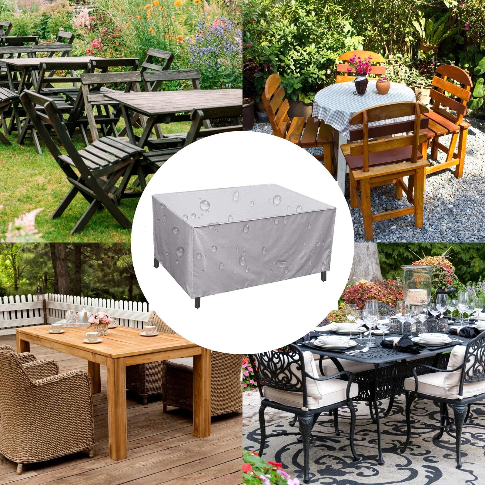 Gartenmöbel-Abdeckplane 190x190x105 Cm – Schwarz, 420D Oxford, Wasser- & UV-beständig