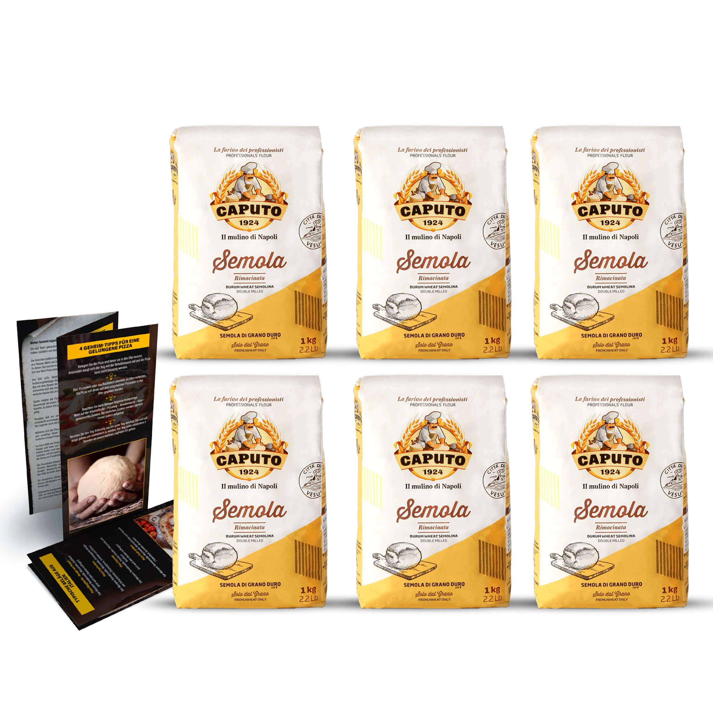 Caputo - DELICRET - 6x 1kg Caputo Semola di Grano Duro Rimacinata | Hartweizengrieß fein für die perfekte Pasta und Pizza