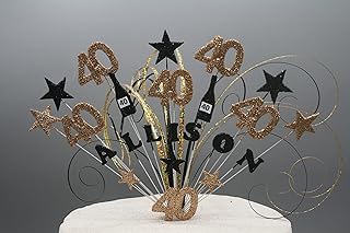 Cake Topper Champagne Stars Hearts on Wires Birthday Cake Spray Explosion Cake Decoration Personalised 16th 18th 21st 30th 40th 50th 60th 70th 80th 006