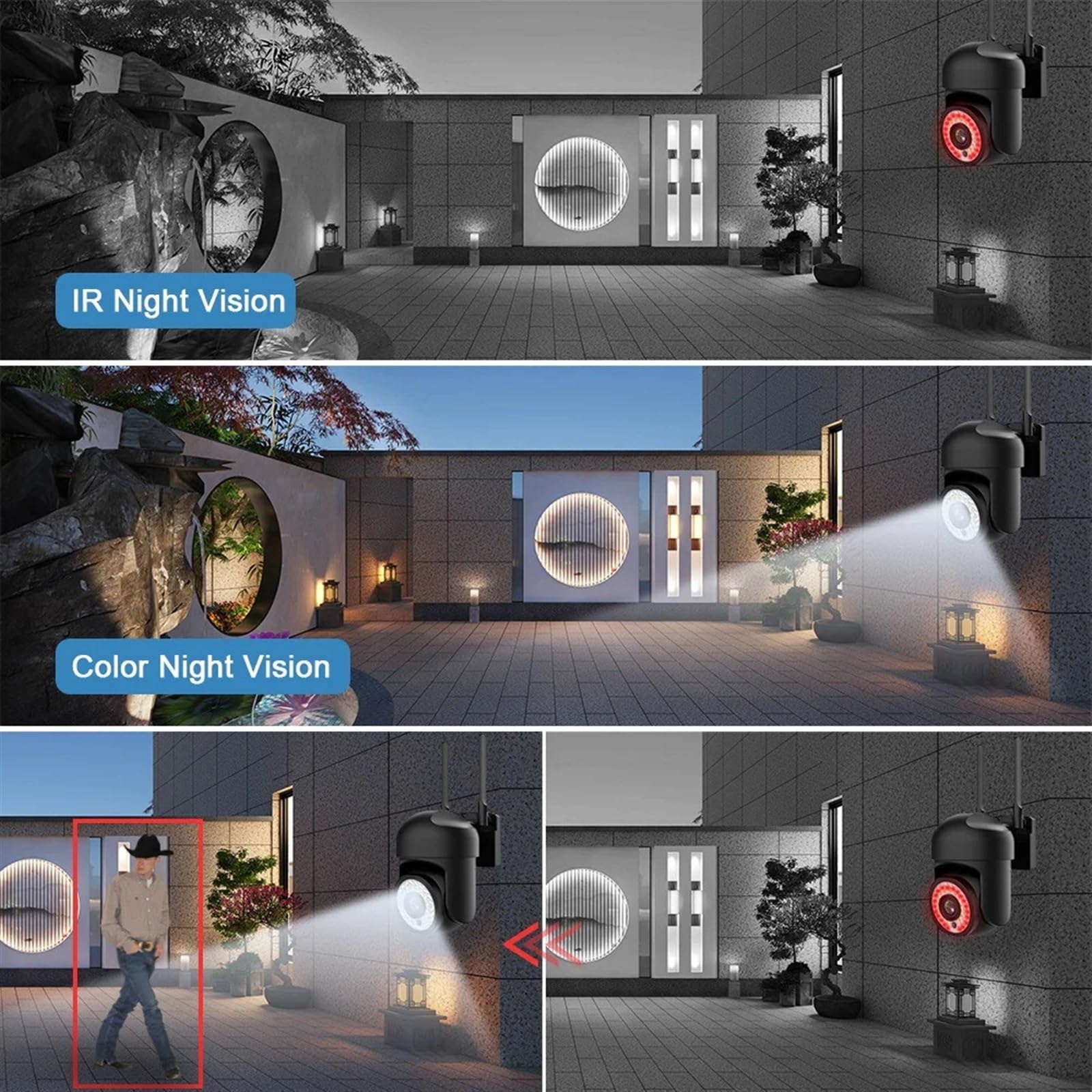 Telecamera di Sorveglianza, Telecamera PTZ esterna 5MP 5G Visione notturna a infrarossi HD AI Monitoraggio automatico della sicurezza umana 2.4