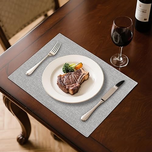 Miniatura 5 de Juego de 6 manteles individuales de tela de lino de doble capa, manteles individuales de algodón tejido de algodón, decoración de mesa de cocina,