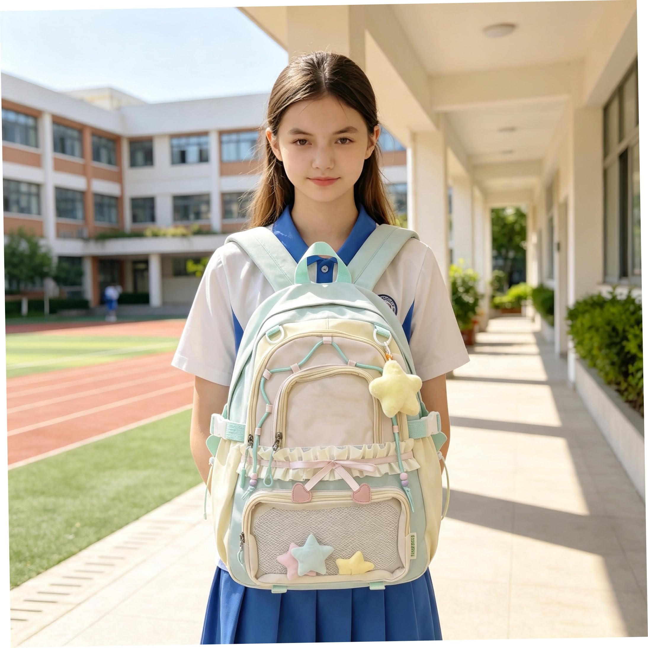 Zaino Ita con ciondolo a forma di stella e borsa Kawaii Ita, verde