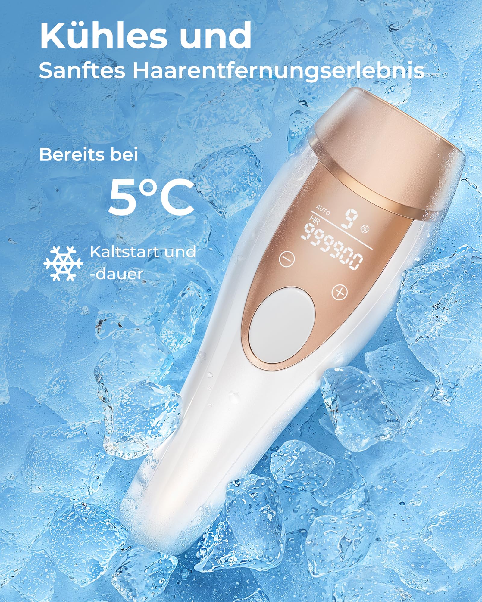 IPL Geräte Haarentfernung mit Kühlfunktion, 21J Laser, 9 Stufen, 999.900 Blitze