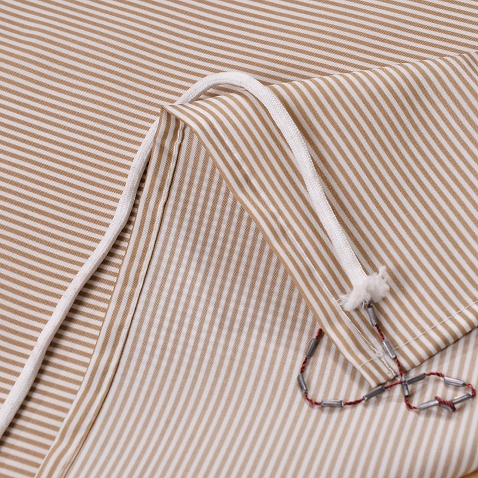 Tenda Doccia 200 x 220, Poliestere Beige Motivo a righe bicolore Tenda da bagno con ganci in metallo e plastica
