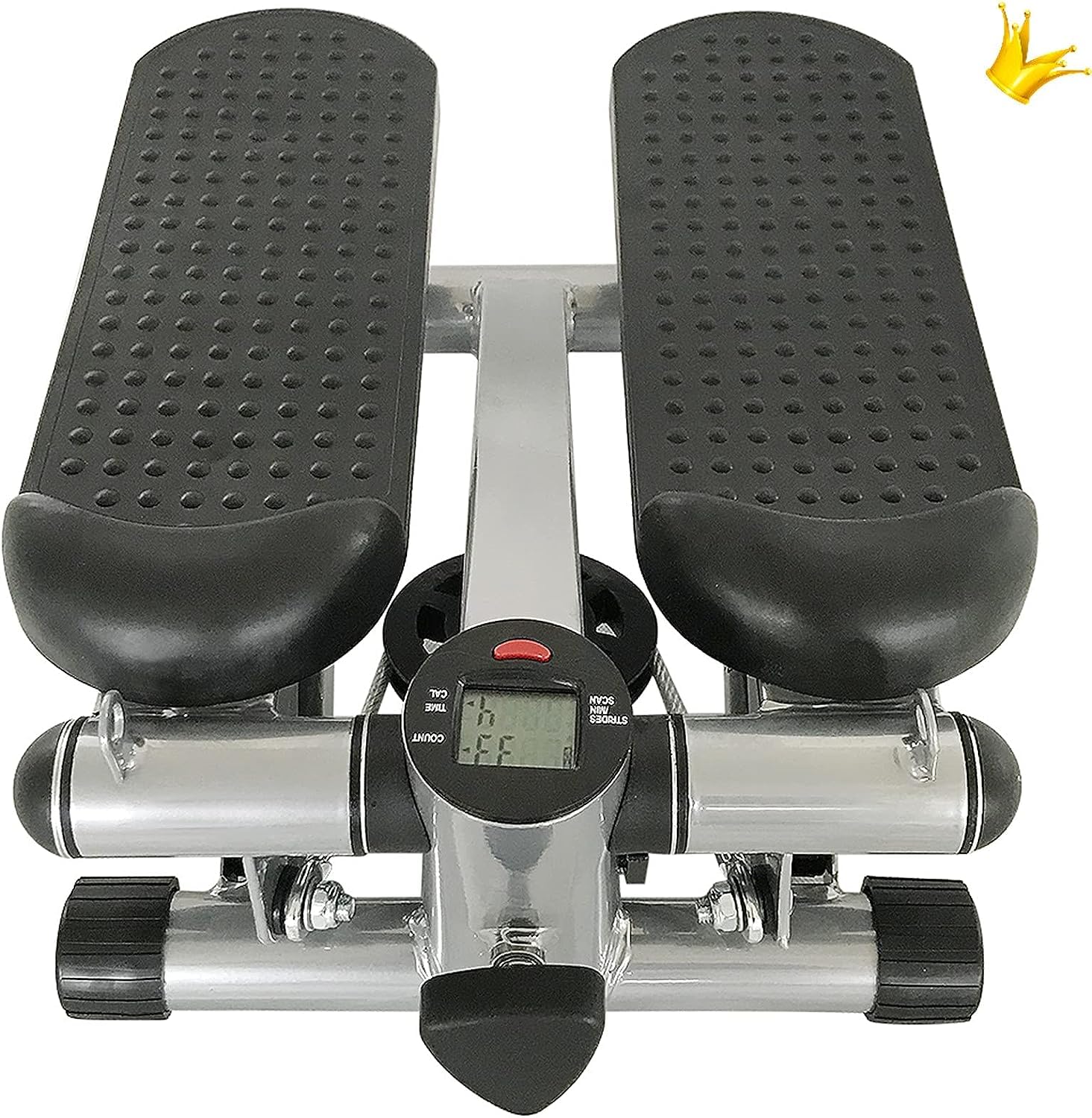 Stepper con Manubrio Regolabile, Impugnature Antiscivolo ed Elastici, Step Fitness con Monitor LCD per Casa e Palestra, Strumento Professionale Multifunzione per l'home Fitness Unisex Adulto