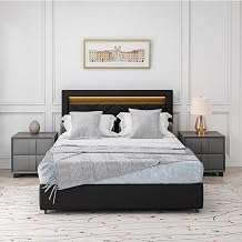 Upholstered Queen Bed Frame with 4 Storage Drawers, Platform Bed Frame with Headboard and Charging Station, No Box Spring Needed, Easy to Assembly