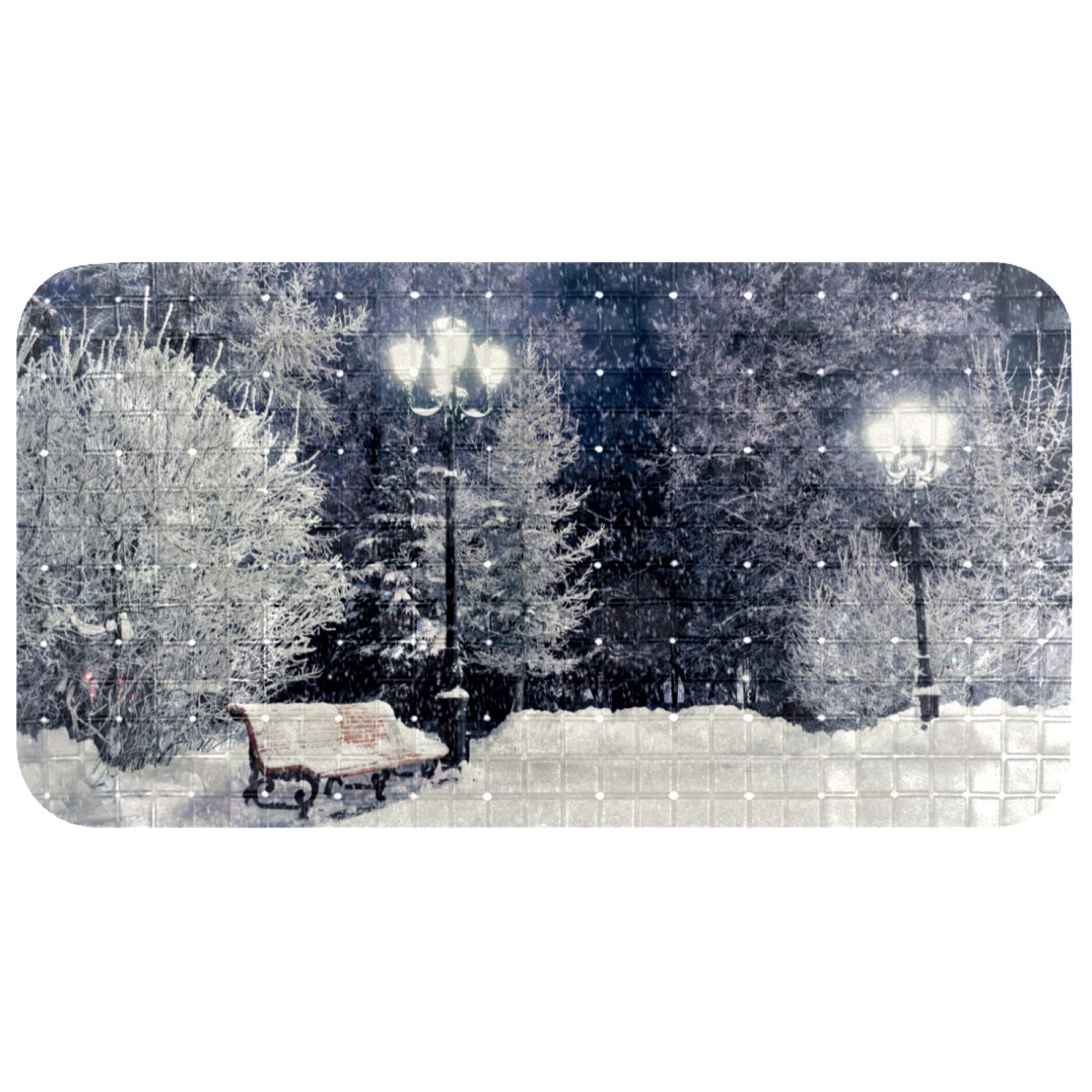Tapis de bain antidérapant Bennigiry motif arbre à neige pour douche