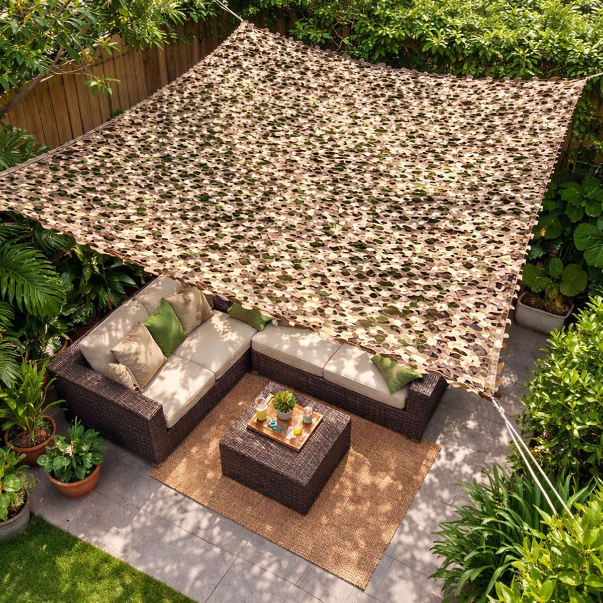 Generisch Wüste Tarnnetz 4x6m 2x3m 3x4m 3x3m 6x7m 10x10m Braun Camouflage Netz Sonnenschutz für Garten Camping Zeltschirm Dekoration