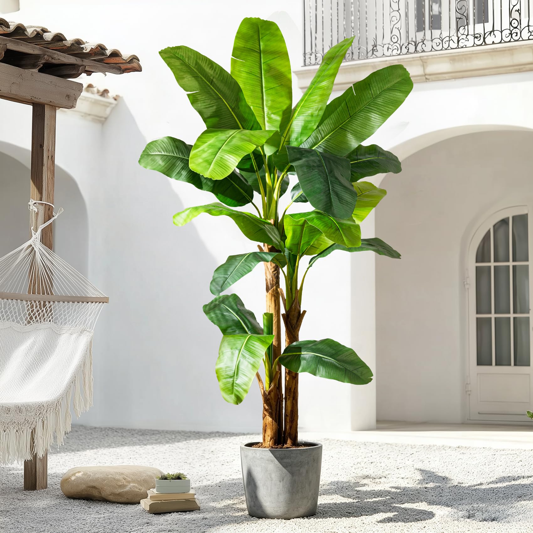 Tall Artificial Banana Tree Big Faux Tropical Bananas Trees Indoor Outdoor Realistic Floor Plant Large Fake Plants for House Home Living Room Office Front Porch Decor Outside Patio para decoracion