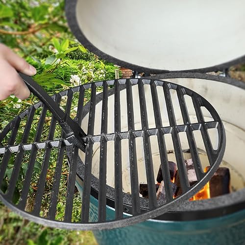 Miniatura 7 de Juego de 2 piezas de parrilla de hierro fundido pesado para parrilla de parrilla de barbacoa para Kamado Grill Joe Big Green Egg Accesorios 2 Pack