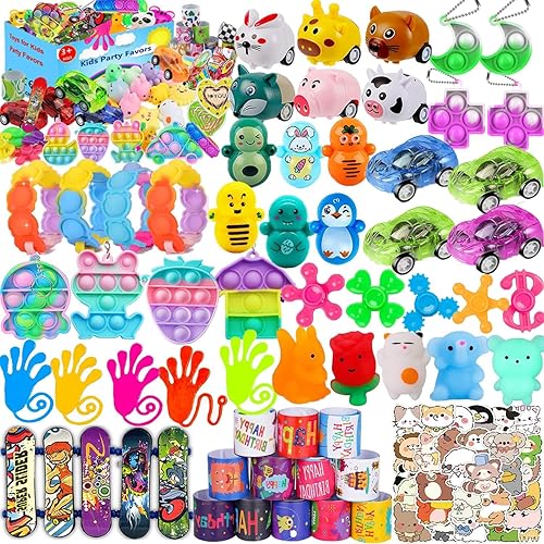 117 piezas de recuerdos de fiesta para niños de 4 a 8 años, juguetes de regalo de cumpleaños, juguetes Pop Fidget, juguetes de caja del tesoro,