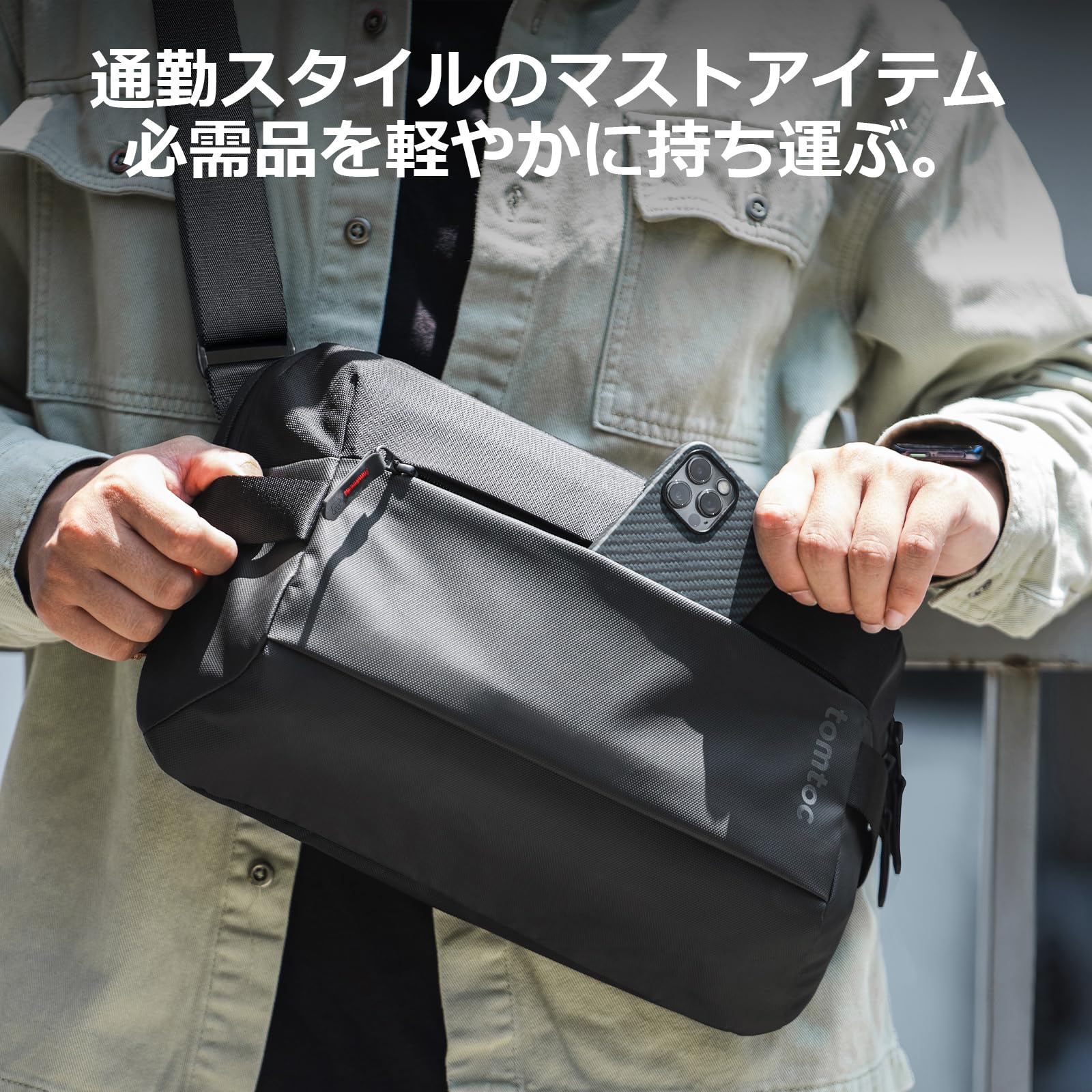 tomtoc ワンショルダーバッグ メンズ ボディバッグ 11インチ iPad Pro