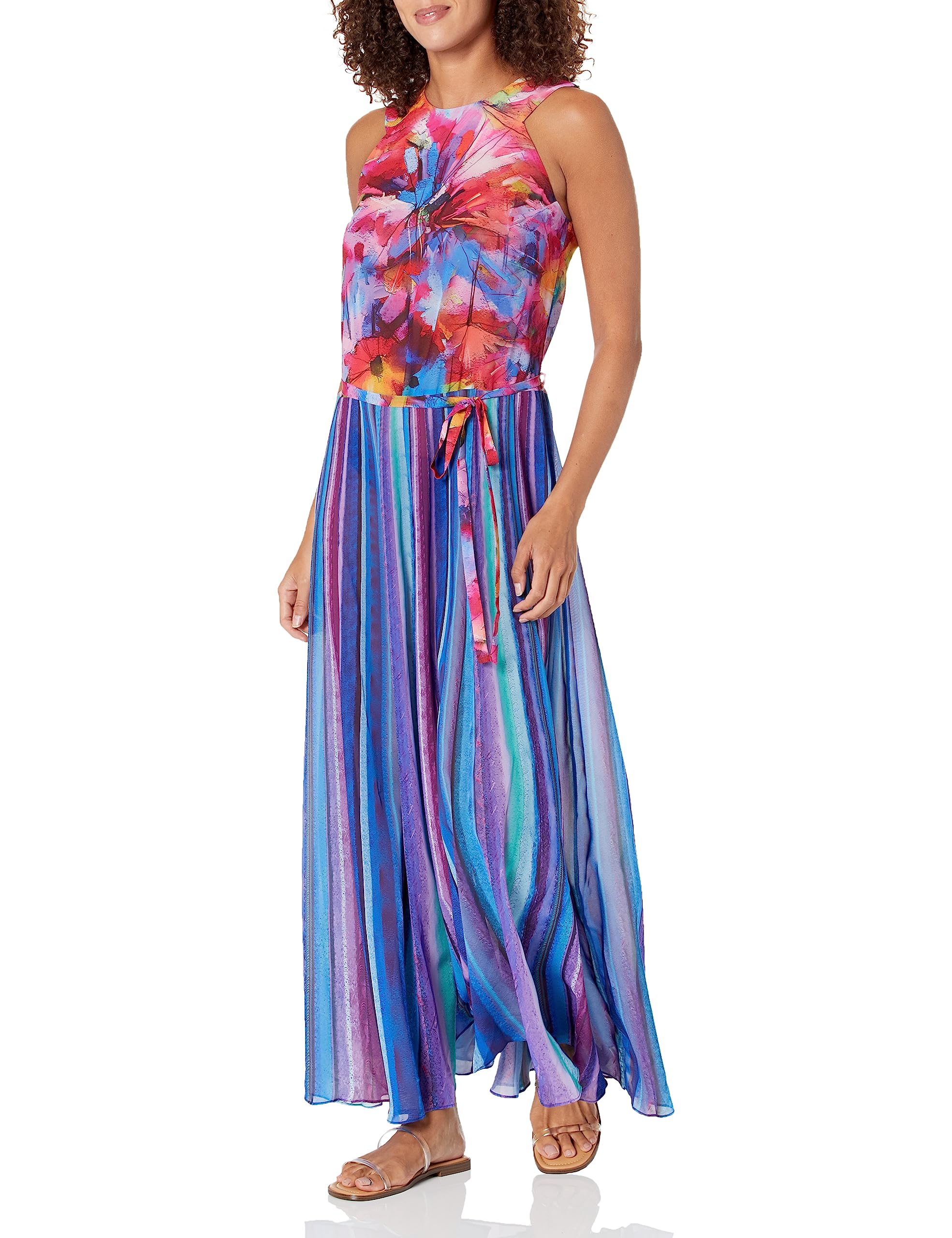 Gottex Women's Italian Summer High Neck Dress Swimwear Cover Up, Multicolor, Large