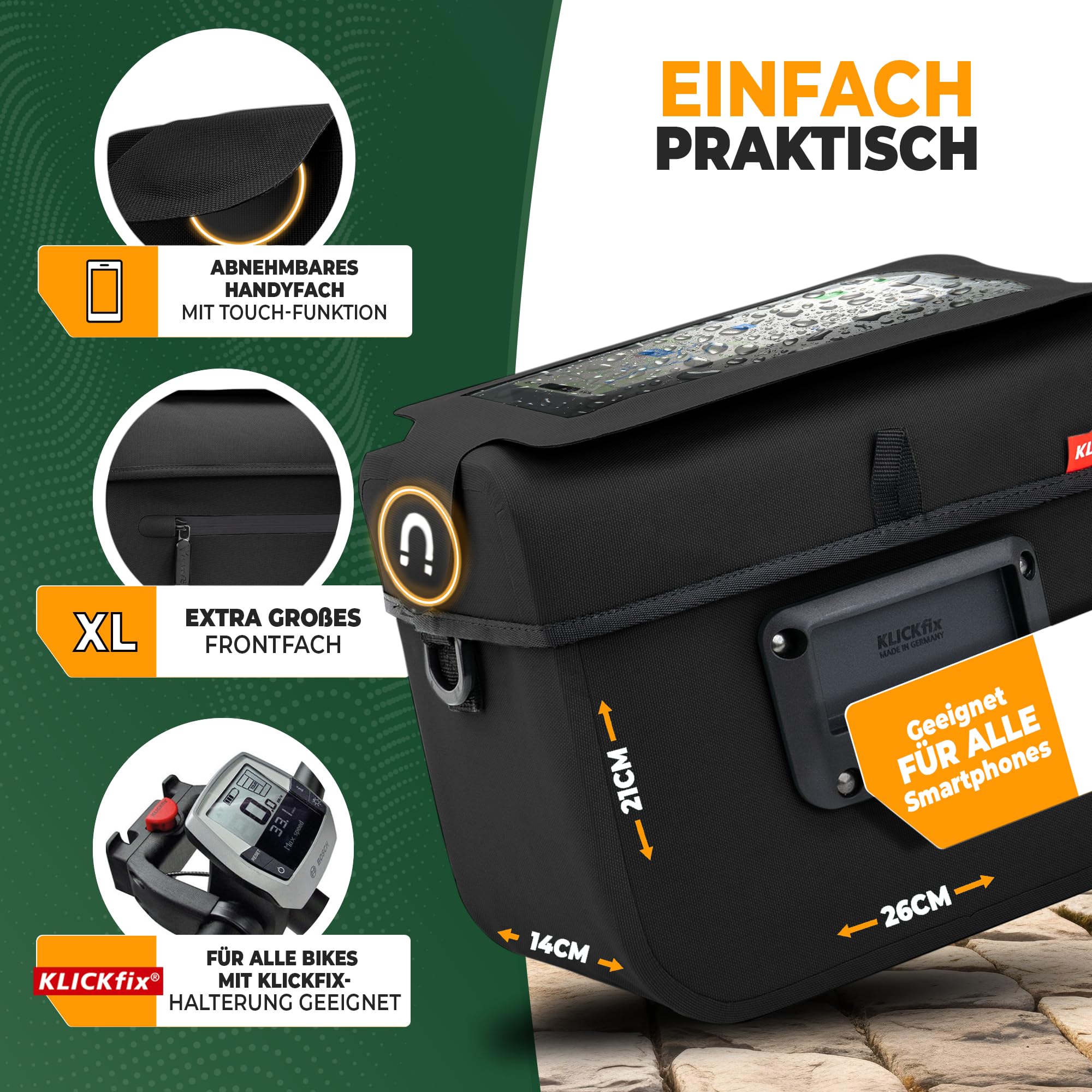 MIVELO KlickFix Sacoche De Guidon De Vélo Isolée Avec