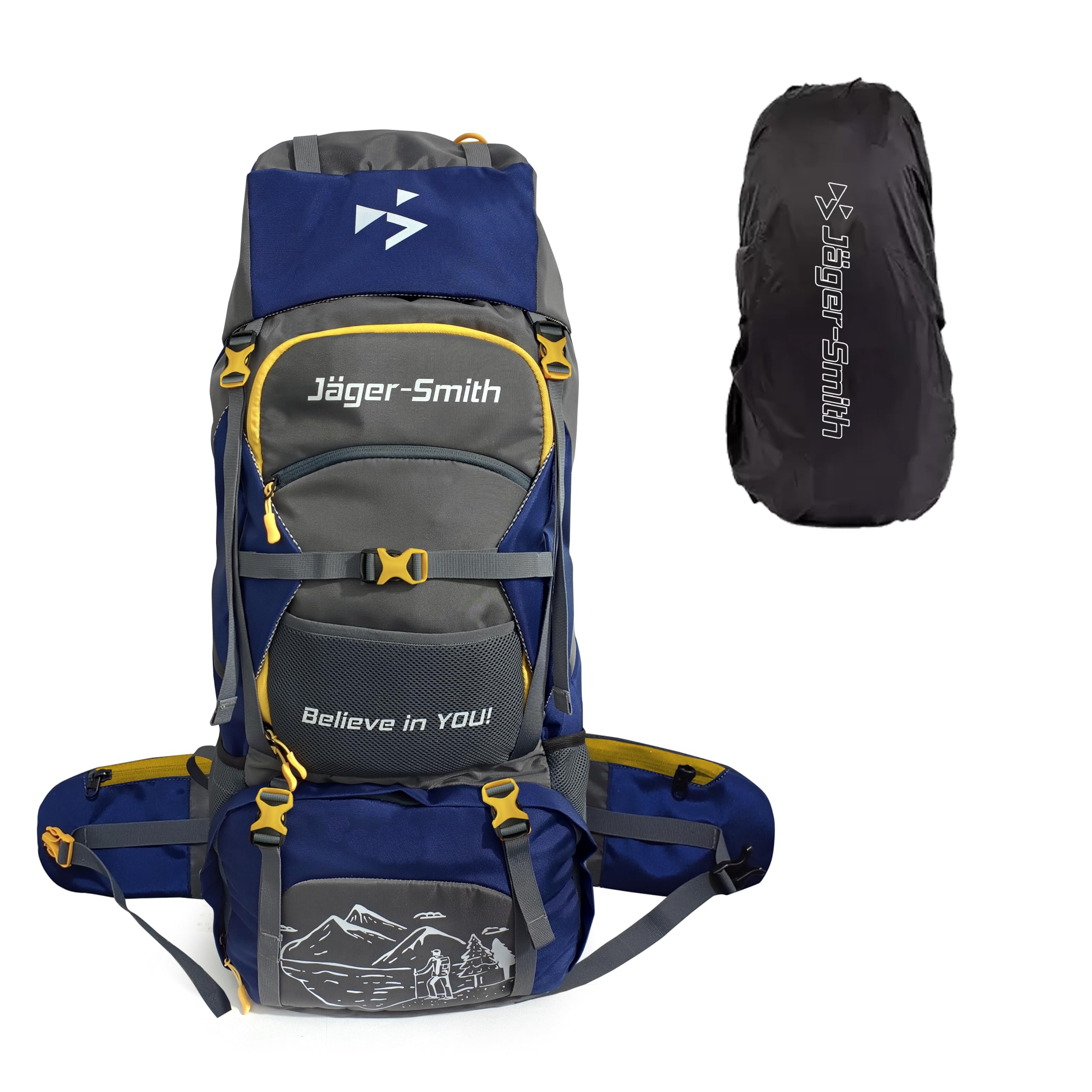 70L Rucksack Bag for Men & Women with Rain Cover, Large Water Resistant Trekking Hiking Bag Travel Backpack, 3 Year Warranty-image-37