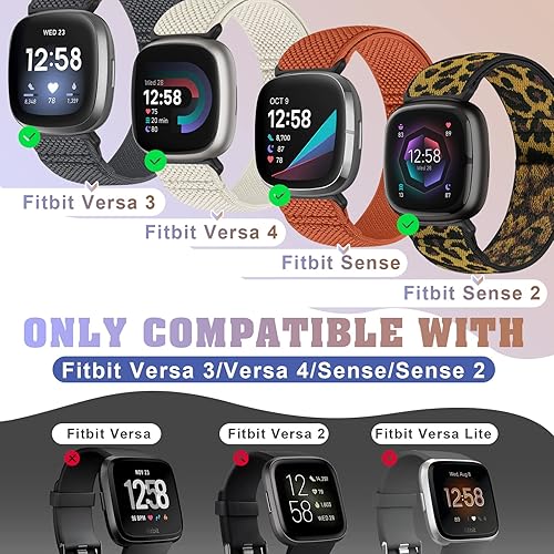 Vista 24 de Correa de repuesto compatible con Fitbit Versa 4/3 y Sense 2, paquete de 5 correas de repuesto de nailon elástico suave ajustable para hombres