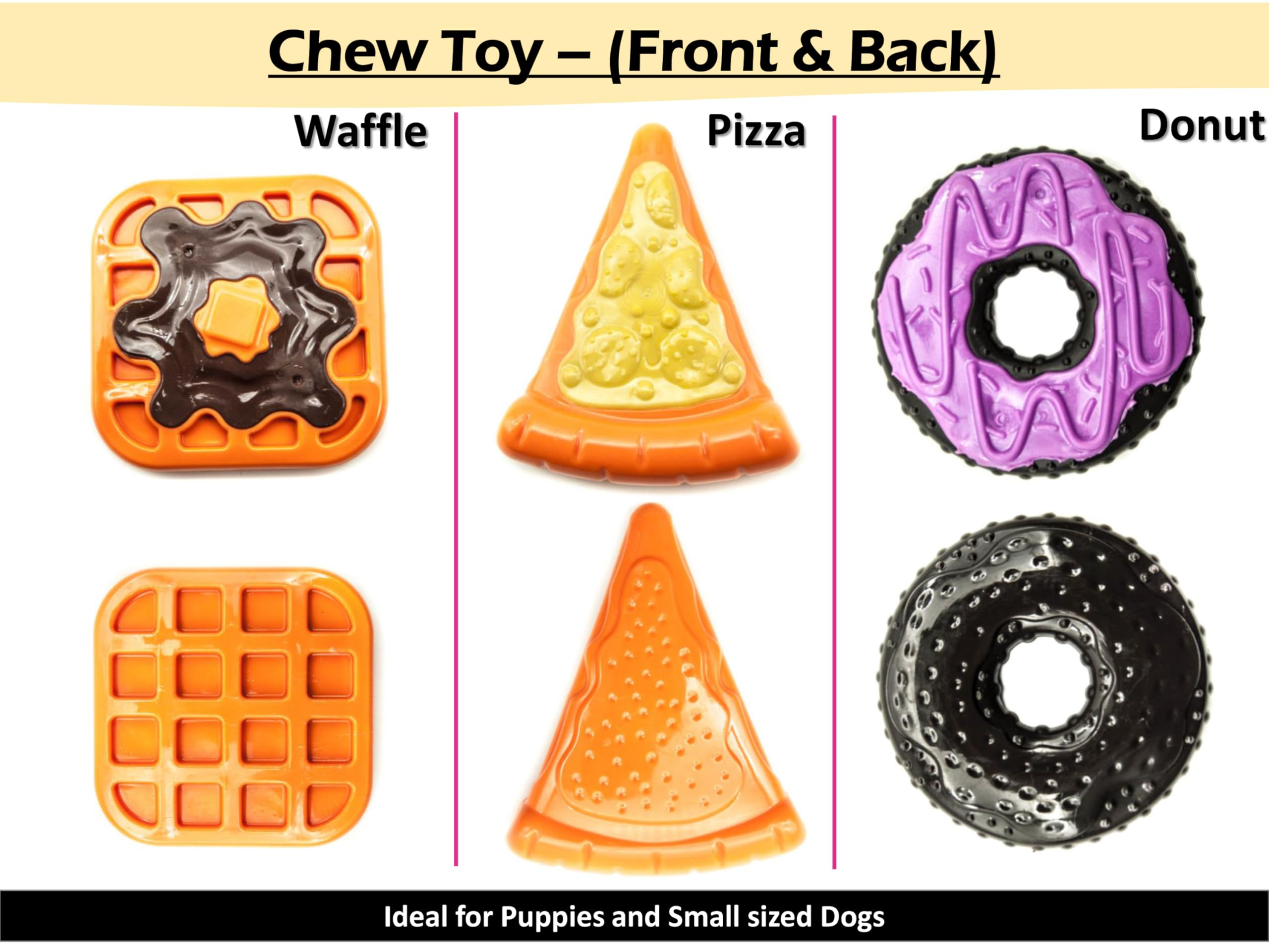 Petopedia Tough Dogs Toy, NYLON Chews, PIZZA, WAFFLE, DONUT Shape, Durable Dog Toys Indestructible, Boredom, Dental - Image 3