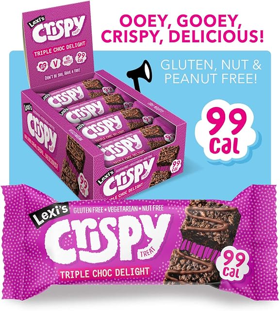 Lexis® 99 Calorie Chocolate Crispy Treat Bars | Less than 100 Calories! | Gluten Free, Low Fat, Healthy Diet Snacks | Vegetarian | Nut Free | Deliciously Chocolatey, Triple Chocolate x12