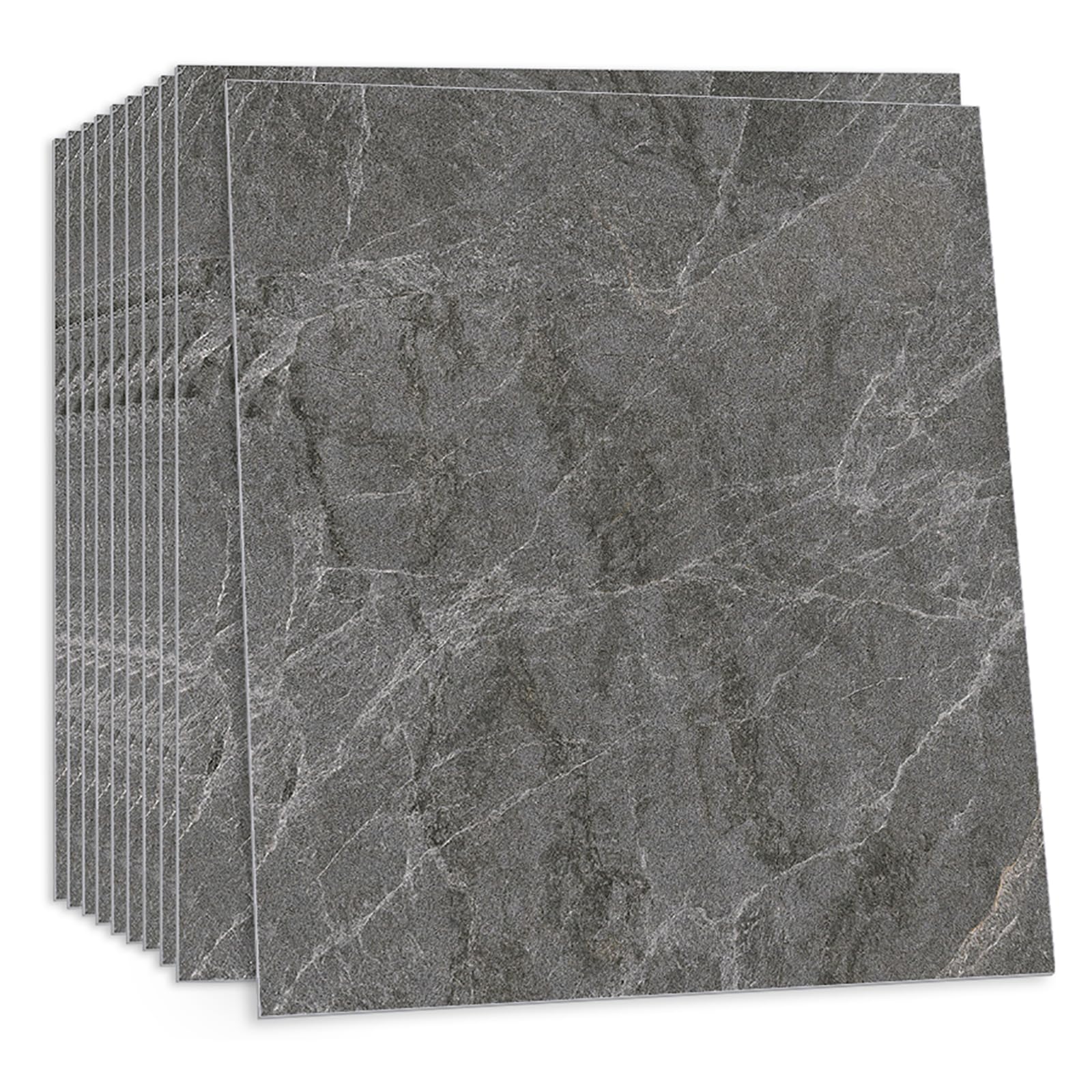 ANHUIB 10 Pcs Gray Marble Floor Tiles Stickers Peel and Stick Floor Tiles Stick on Floor Tiles for Bathroom Kitchen Vinyl Flooring Stick Down Flooring Living Room Waterproof Flooring for Home 30×30cm